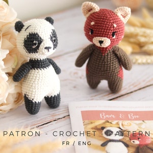 Crochet pattern - Panda doll and red panda | girl and boy | PDF - Français, English pattern |gift - toy | amigurumi PDF
