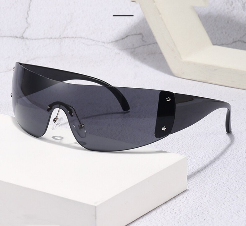 Y2K Luxury Star Sunglasses Y2K Shield Sunglasses Retro Star Etsy