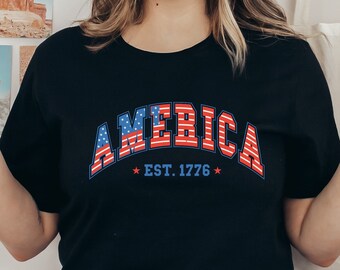 America Est 1776 Shirt, Retro American Flag Shirt, 4th of July America Shirt, Retro America Shirt, Freedom USA Shirt, Patriot Gifts, Merica
