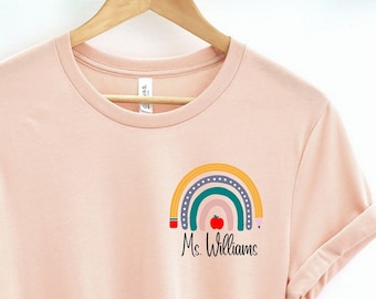 Customized Name Teacher Shirt, Teacher rainbow personalized sweatshirt, Custom Teacher Sweatshirt, Teacher gifts, Personalized Teacher Shirt