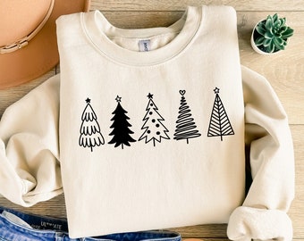 Christmas Trees Sweatshirt, Christmas Shirt, Winter Sweatshirt, Christmas Gift, Christmas Sweater, Christmas Crewneck, Winter Matching, Xmas