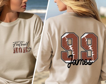 Customized Football Mom Sweatshirt, Personalized Football Mom Shirt, Your Name Football Shirt,Custom Game Day Sweatshirt,Custom Football Tee