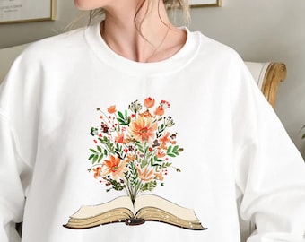 Wildflowers Book Sweatshirt, Flower Sweatshirt, Wildflower Shirt, Gift For Teachers, Readers sweater, Book Lovers Tshirt, Gift For Bookworms