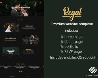 SquareSpace Fotografie Website Vorlage | Königliche Fotografie | Premium Luxus Schablone