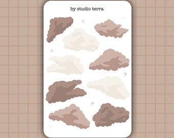 Hoja de pegatinas de nubes / Pegatinas para Bullet Journal, Pegatinas para álbumes de recortes, Pegatinas para planificadores, Pegatinas para diarios, Pegatinas cálidas