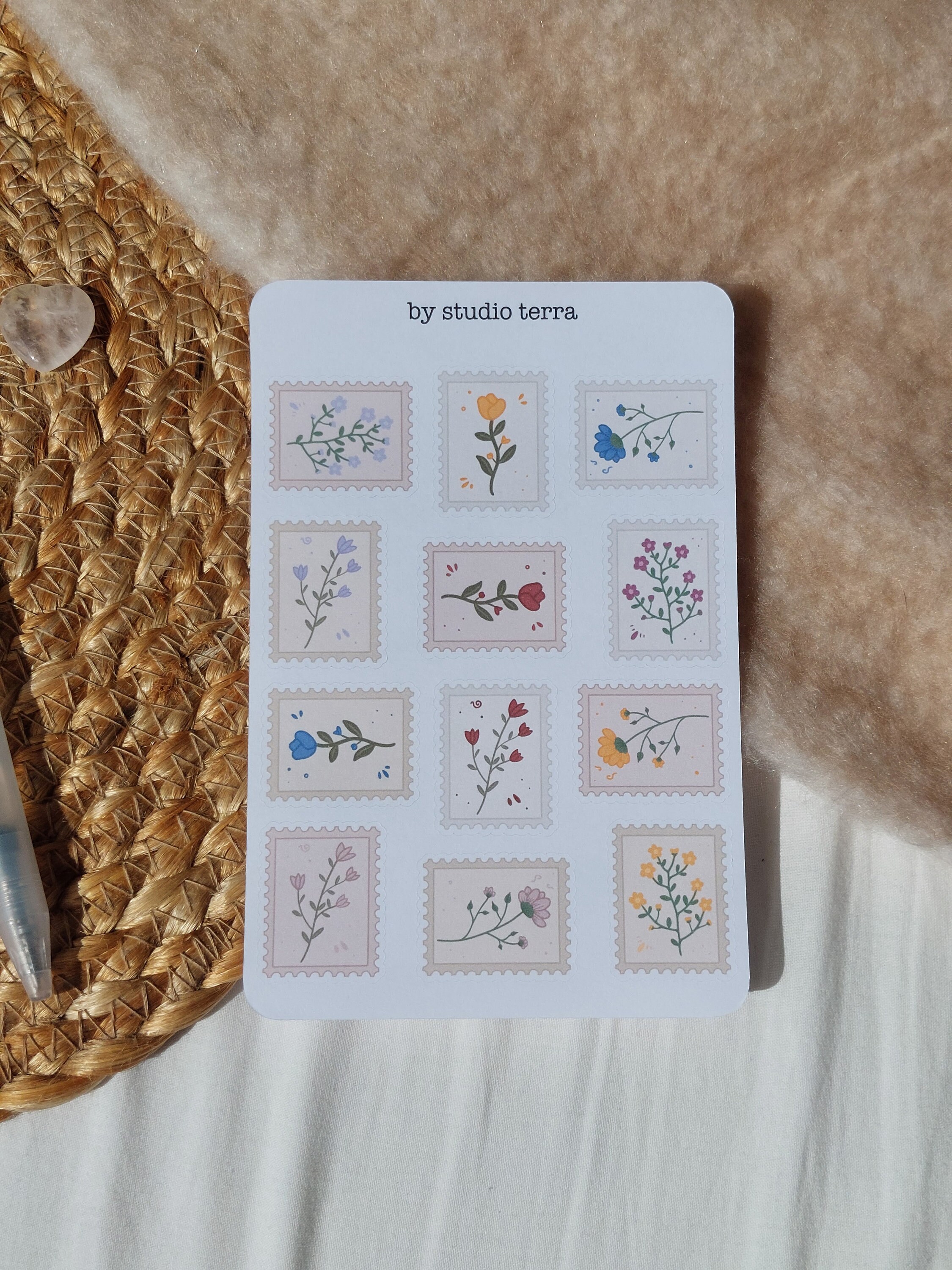 Flower Stamps Sticker Sheet | Bullet Journal Stickers, Scrapbook ...