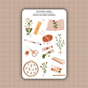 Foglio di adesivi Never Too Many Hobbies / Adesivi per Bullet Journal, Adesivi per Scrapbook, Adesivi per Planner, Adesivi per Journal, Artigianato