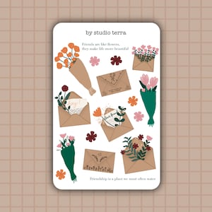 Ramos de flores y pegatinas de amistad / Pegatinas de Bullet Journal, Pegatinas de Scrapbook, Pegatinas de Planificador, Pegatinas de Diario, Amigo por Correspondencia, Amigo