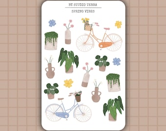 Spring Vibes Sticker Sheet | Bullet Journal Stickers, Scrapbook Stickers, Planner Stickers, Journal Stickers, Summer