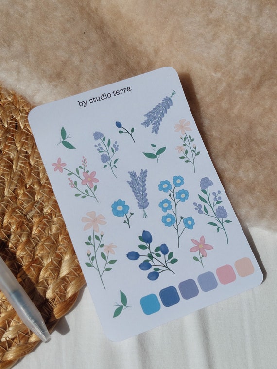 Darina Handmade Blumen Sticker Set - Florale Deko-Sticker Für Bullet Journal & Scrapbooking
