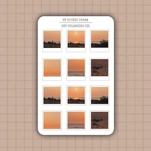 Sky Polaroids (III) Sticker Sheet | Bullet Journal Stickers, Scrapbook Stickers, Planner Stickers, Journal Stickers, Sunrise, Sunset
