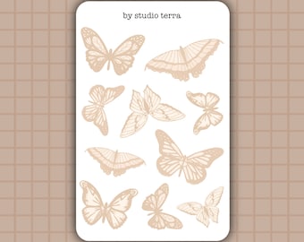Arkusz naklejek Soft Butterflies | Naklejki do Bullet Journal, Naklejki do scrapbookingu, Naklejki do planera, Naklejki do dziennika, Wiosna, Boho