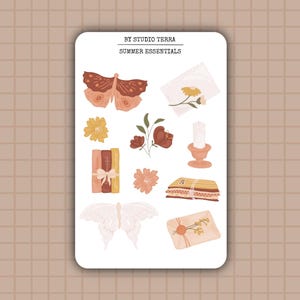 Summer Essentials Sticker Sheet | Cute Summer Stickers, Travel Stickers, Holiday Stickers