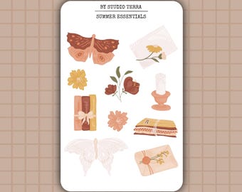 Summer Essentials Sticker Sheet | Cute Summer Stickers, Travel Stickers, Holiday Stickers