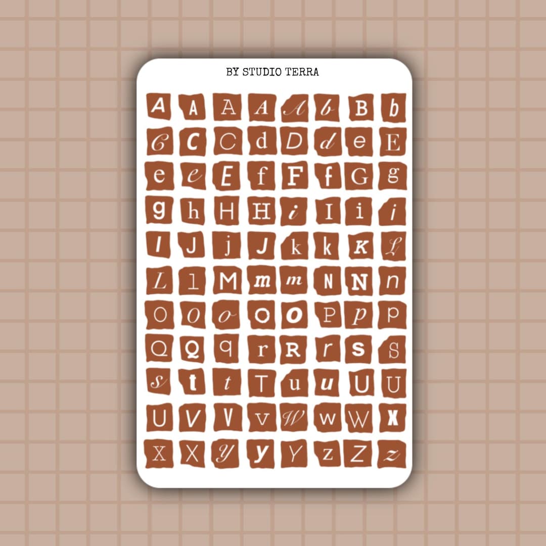 Sticker Light Brown Light Brown Alphabet Stickers Sticker Sheet | Bullet Journal, Scrapbook ...
