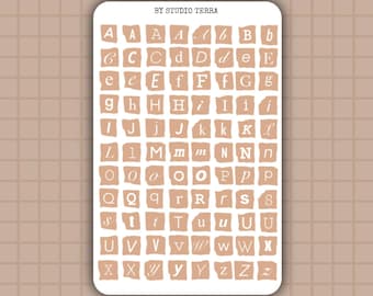 Peach Alphabet Stickers Sticker Sheet | Bullet Journal, Scrapbook, Planner, Journal Stickers, Junk Journal, ABC