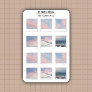 Sky Polaroids (II) Sticker Sheet | Bullet Journal Stickers, Scrapbook Stickers, Planner Stickers, Journal Stickers, Sunrise, Sunset