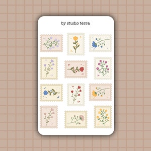 Bloemenzegels stickervel | Bullet Journal Stickers, Plakboek Stickers, Agenda stickers, Bloemen, Zegels, Pastel