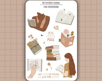 Hoja de pegatinas para amantes de los libros, pegatinas para una lectura acogedora
