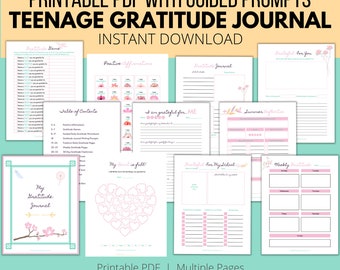 Printable Teenage Gratitude Journal | Gratitude Activities for Students | Gratefulness | Gratitude Techniques | Gratitude Worksheet PDF