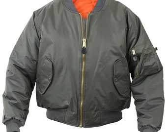 MA-1 Flight Men's Jacket Military Bomber Coat Reversible Orange Army Air Force. High quality bomber jacket.