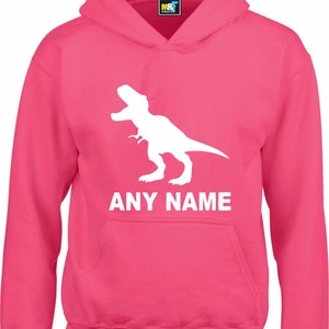 Personalised Hoodie Dinosaur Your Name Hoody Custom Hoodie Boys Girls Unisex Children Christmas Present Hoody
