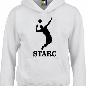 Personalised Hoodie Volleyball Player hurling round ball beach ball Netball Boys Girls sports Unisex Birthday Present Unisex Hood