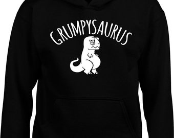 Grumpasaurus Felpa con cappuccio Divertente Felpa con cappuccio Nonno Regalo Scherzo Dinosauro Scontroso Nonno Carina Novità Famiglia Unisex Maglione Top Regalo di Natale Cappuccio