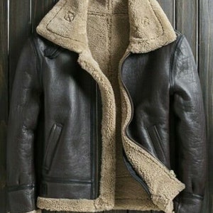Blouson aviateur RAF en cuir de peau de mouton véritable pour homme MF7 Bomber B3 Pilot Flying Coat.