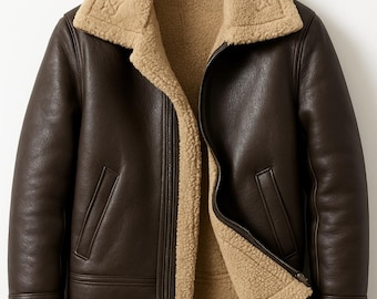 Mens RAF Aviator Real Sheep Skin Leather Jacket MF7 Pilot Flying Coat Bomber B3.