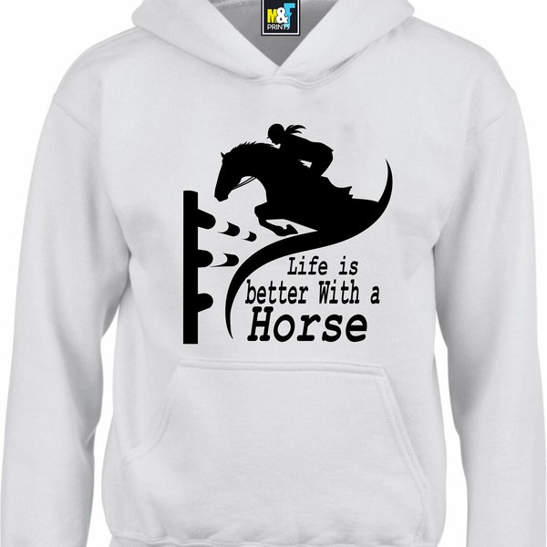 Personalised Horse Face Hoodie, Equestrian Dressage, Girls Women Ladies Pony Cob Mounting Unisex Jumper Chest Christmas Present Pullover