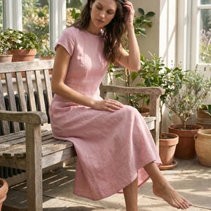 dusty pink casual dress Briarwyn Women's Dusty Pink Single-Breasted Sleeveless Casual Tropical Long  Shirt Dress, Elegant Summer Holiday Outfits, Brunch Beach Vacation Dresses