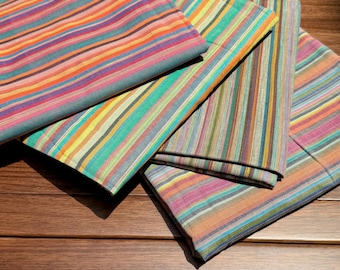 Levendige gestreepte katoenen stof per meter, veelkleurige lichtgewicht kledingstof, naaistof voor jurken, tops en shirts, 44 inch breed