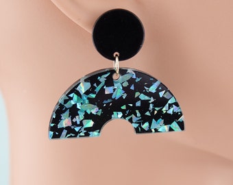 Elegant Arch Shaped Acrylic Earrings — Minimalist Geometric Dangles for a Chic and Radiant Look, available in six colors.