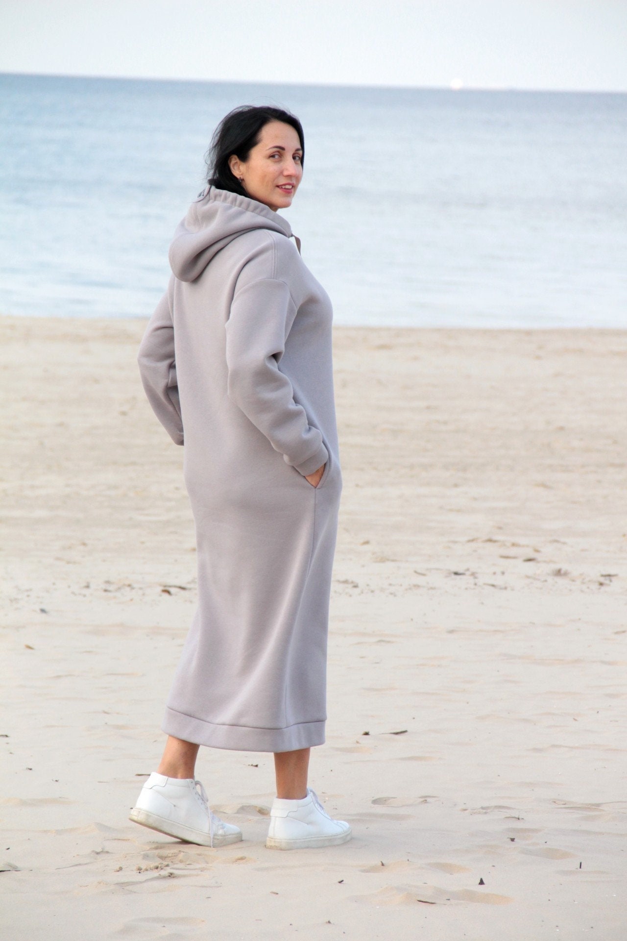 Women s Long Oversized Sweatshirt Dress With Pockets Fleece Inside Spring Autumn Winter Dress With a Hood. Oversized Hoodie Dress. Etsy UK