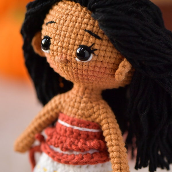 PDF File Amigurumi doll pattern crochet Moana Princess Amigurumi doll in English (US terms)