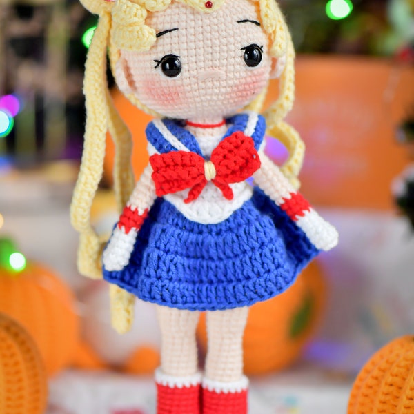 PDF File Yellow Hair Amigurumi doll pattern crochet Amigurumi doll in English (US terms)