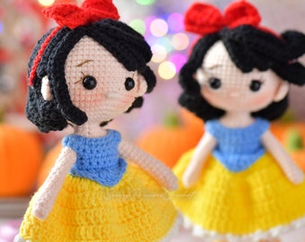 PDF File Amigurumi doll pattern crochet Snow White Princess Amigurumi doll in English (US terms)