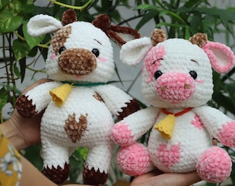 2in1 Strawberry and Milky Cow crochet pattern, Cow Plush Pattern, Bull Amigurumi Pattern - instant download PDF pattern - English only