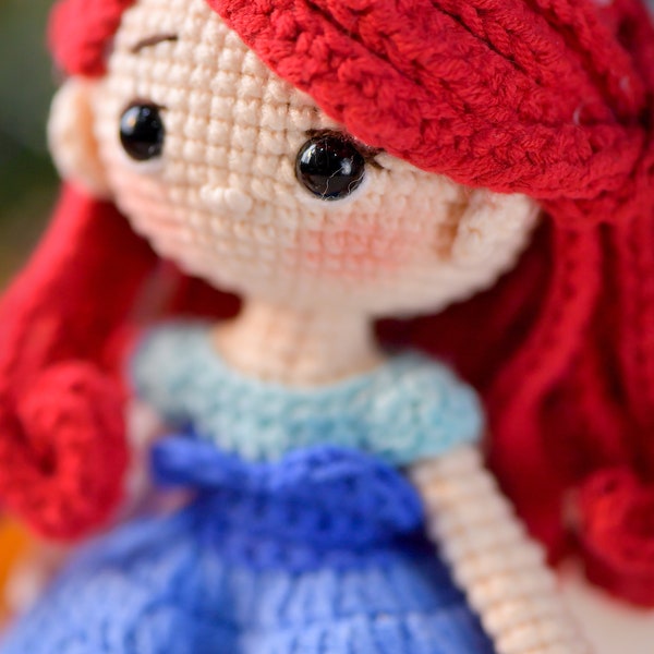 PDF File Amigurumi doll pattern crochet Ariel Mermaid Princess Amigurumi doll in English (US terms)