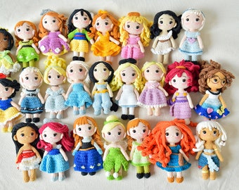Bundle 24 PDF Files Amigurumi doll pattern crochet Princess Amigurumi doll in English (US terms)