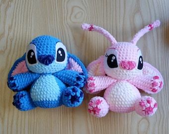 Digital 2in1 chunky Amigurumi Stitch and Angel pattern crochet Stitch Amigurumi in English (US terms)