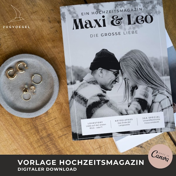 Hochzeitszeitung Premium | Canva Vorlage | Hochzeitszeitschrift | A4 | große Auswahl an Covern | einzigartiges Hochzeitsgeschenk