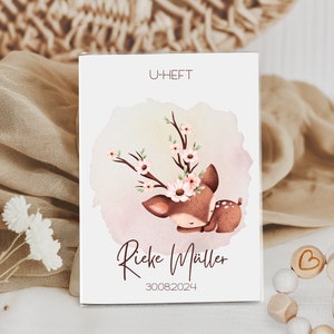 U-Heft Hülle personalisiert mit Namen - mit Impfpass- und Kartenfach - Geschenk zur Geburt und Schwangerschaft I Untersuchungsheft