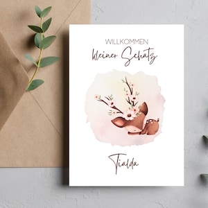Karte zur Geburt | Glückwunschkarte | Baby  Mädchen| personalisiert | A6 | Klappkarte I Geschenk zur Geburt