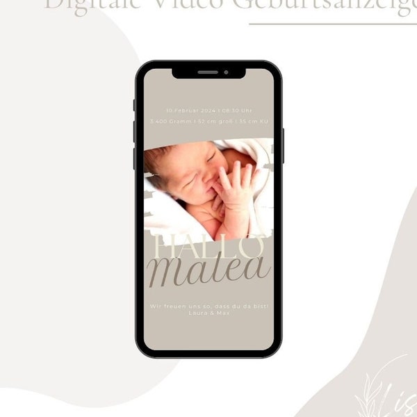 Anuncio de nacimiento digital para enviar por WhatsApp Anuncio de nacimiento neutro personalizable Tarjeta electrónica Anuncio de nacimiento Anuncio de bebé Canva