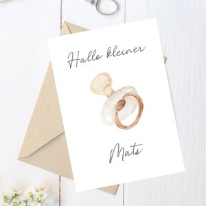 Karte zur Geburt Postkarte| Glückwunschkarte| neutral | Junge oder Mädchen | babygirl babyboy |personalisiert | A6 | mit Name
