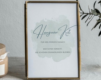 Hangover Kit Sign | Wedding Sign | birthday | Party | watercolor green | Download