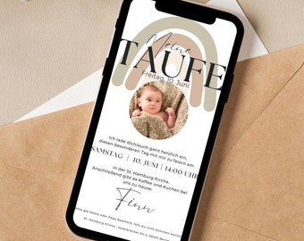 Baptism Digital Invitation | Personalized Canvas Template | Template Download | send digitally | eCard | Photo Invitation