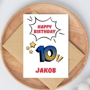 Zum 3. 4. 5. 6. 7. 8. 9. 10. 11. 12. Geburtstag | Comic Cartoon | Junge Boy | Grundschule teenager teenie | personalisiert | Geschenk